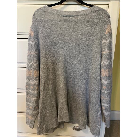 Lane Bryant Fair Isle Snowflake Gray Pink Sweater Acrylic Wool Blend Size 18 20 - Picture 7 of 7